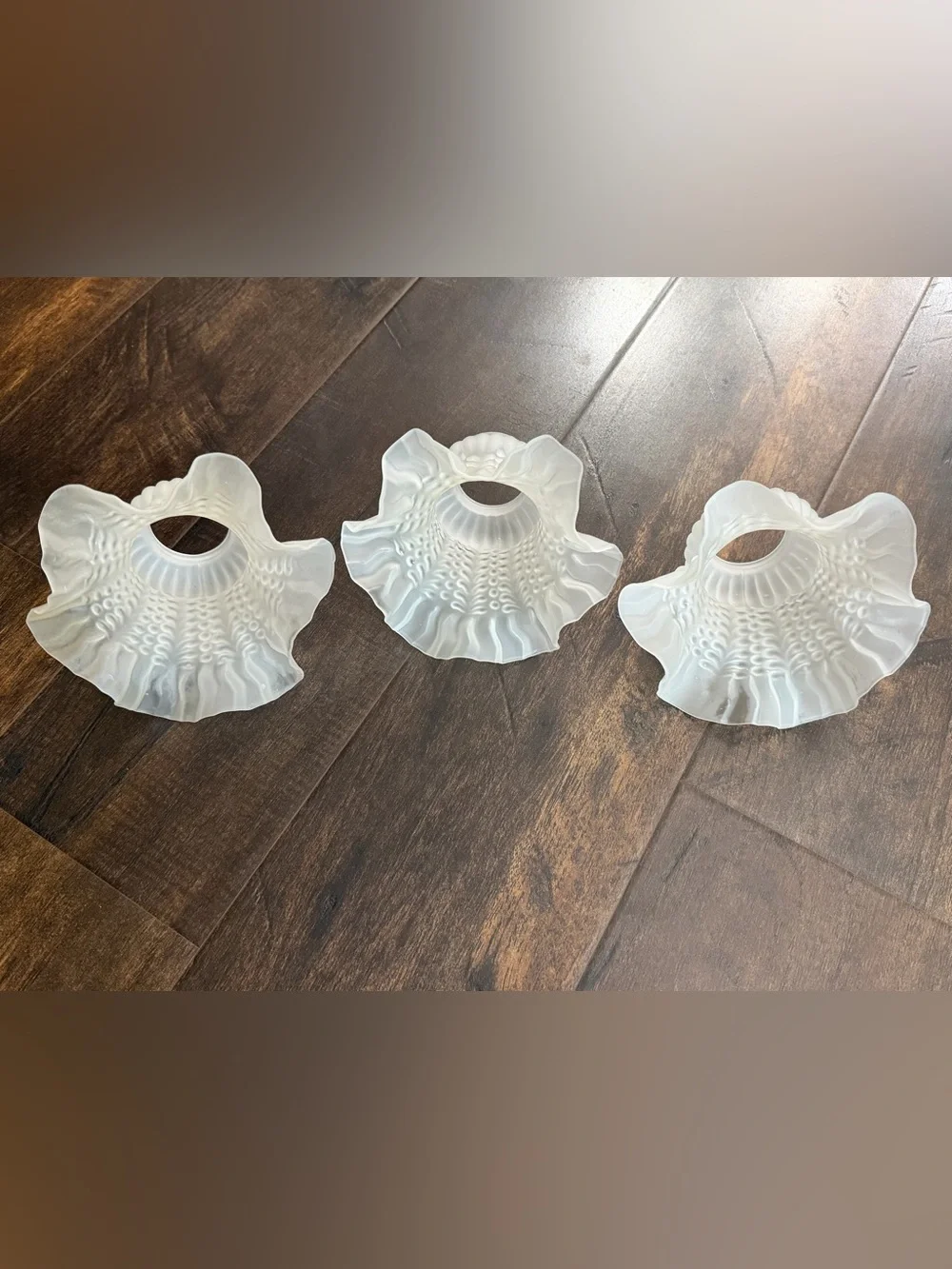 Vintage Frosted Glass Ruffled Lamp Shade - Home Accents